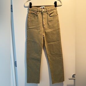BNWT Re/Done Ultra High 70s Stove Pipe Olive Jeans Various Sizes